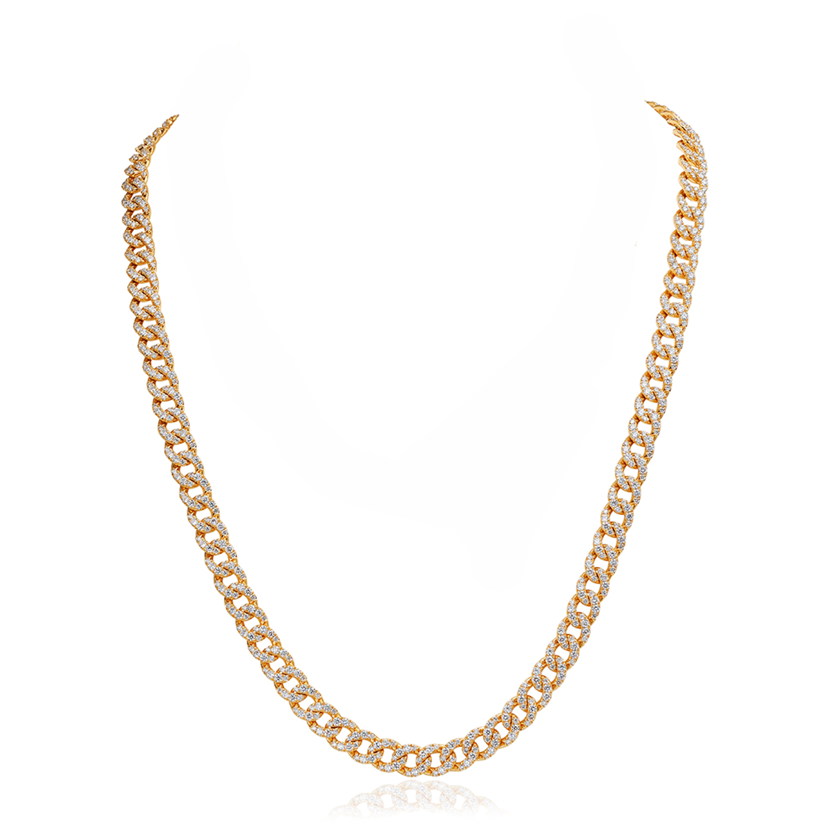 24-Inch Yellow Gold Diamond Curb Link Necklace